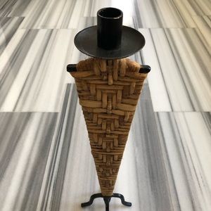 Metal & bamboo goth style candle holder